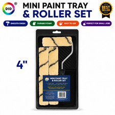 Mini Paint Tray Set 4 Inch Roller 5 Emulsion Sleeves Paint Tray DIY Decorating