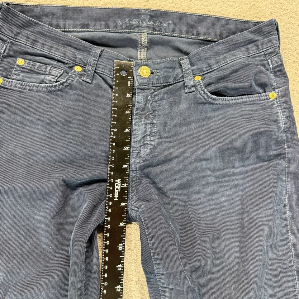 Pantalones de pana 7 For All Mankind para mujer tiro bajo acampanados corte boot azul talla 29 alto Foto 3 de 4