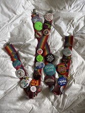 Vintage 70s/80s Rainbow Suspenders With 38 Vintage Buttons