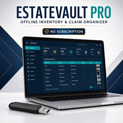 Home Inventory Software for Windows PC - Insurance Claim Organizer on USB