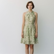 New Oscar de la Renta Leafy Green Mini Dress size6