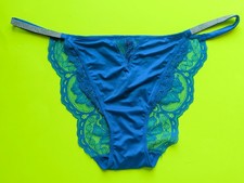 Victoria's Secret XL Blue Lace and Satin Rhinestone Cheeky Panty Limited Edition