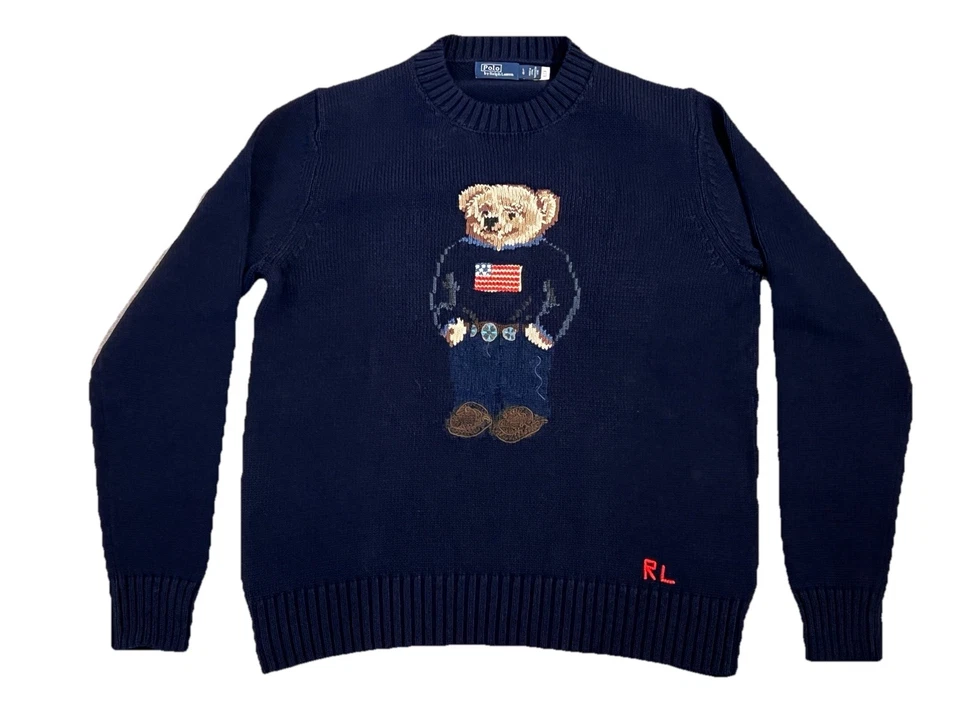 Polo Ralph Lauren Algodón Lino Polo Oso Bandera Suéter Mujer Talla Grande Azul Marino Foto 2 de 4