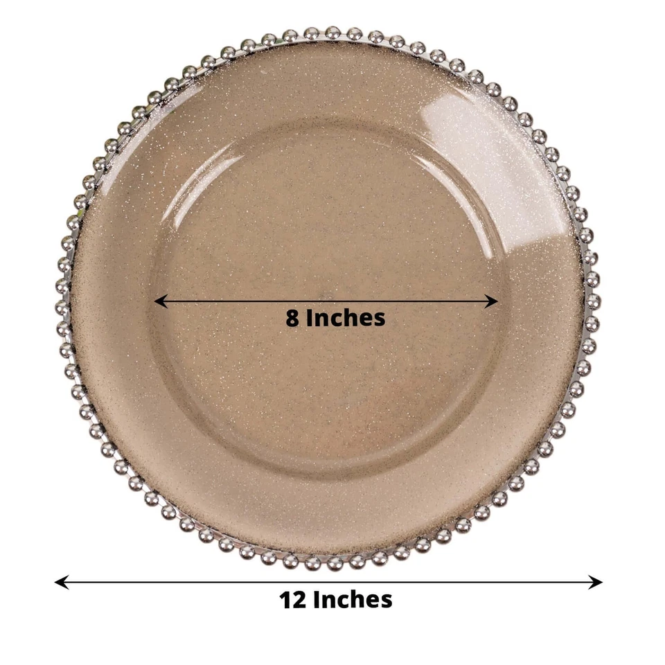 6 Platos Cargador Redondos 12" Borde Cuentas Fiesta Eventos Hogar Decoración Suministros Foto 2 de 4