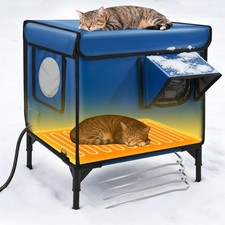 Outdoor Large Heated Cat House in Winter, 100 Waterproof Insulated Heated Ca...