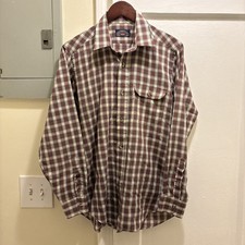 Vintage Men  s White Label Levi  s Flannel Button Up Shirt Size Medium
