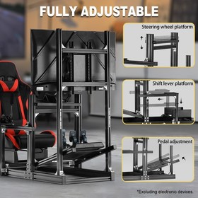 Marada 4080 Aluminum Racing Game Cockpit With Red Seat&TV Stand Fit LogitechG923