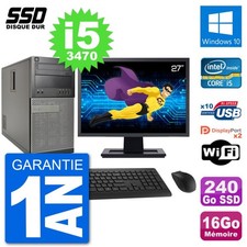 PC Tour Dell 7010 Ecran 27" Intel i5-3470 RAM 16Go SSD 240Go Windows 10 Wifi