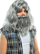 Grey Wig  Beard Set Suit Yourself Fancy Dress Halloween Adult Costume Accessory