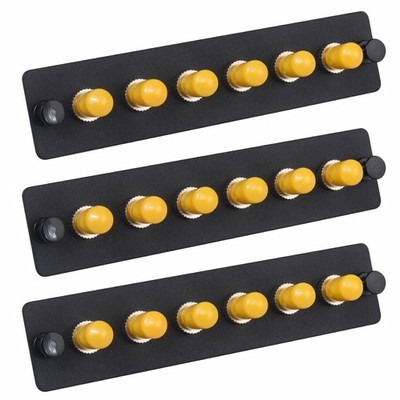 6 Simplex ST Fiber Patch Panel Singlemode Yellow Adapter 6 Port 3 PCS