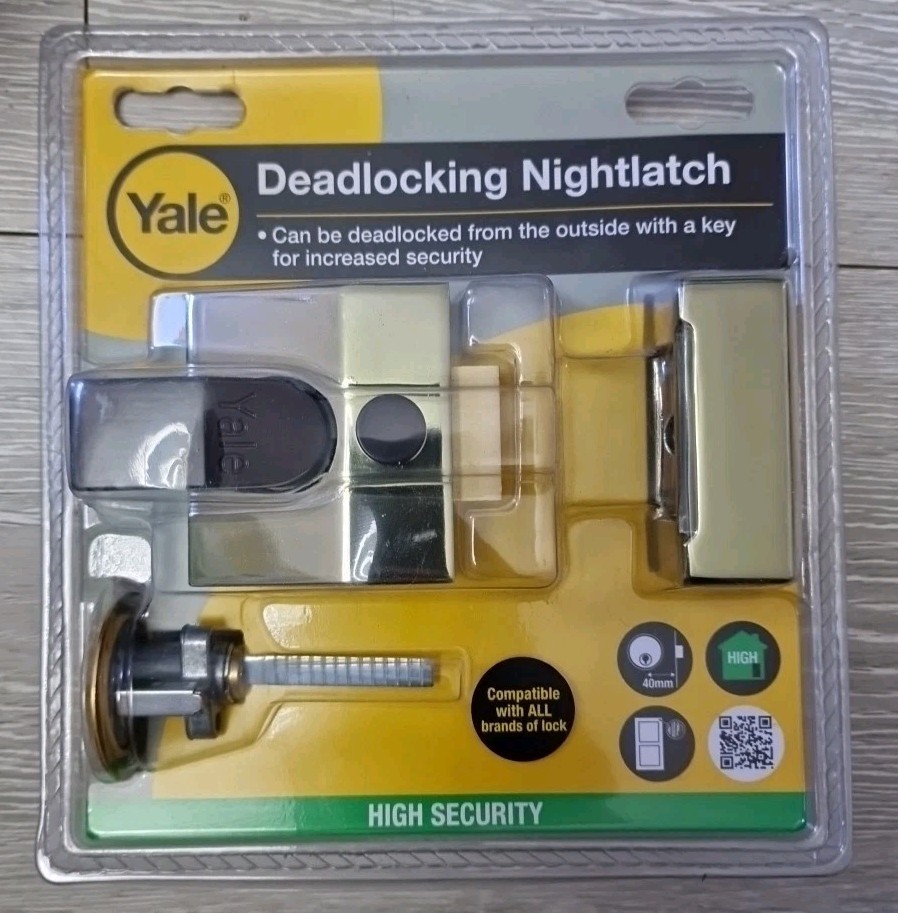 Yale 40mm Deadlocking Nightlatch Polished Brass Finish P-85-BLX-PB-40