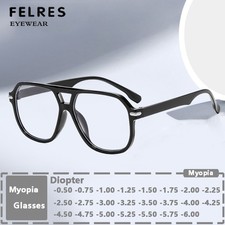 Double Bridge Square Nearsighted Glasses Men Women Fashion Leisure Myopia Glasse