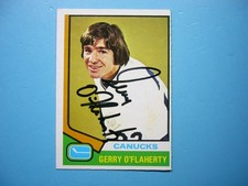 1974/75 O-PEE-CHEE NHL HOCKEY CARD #71 GERRY O'FLAHERTY EX/NM AUTO AUTOGRAPH OPC