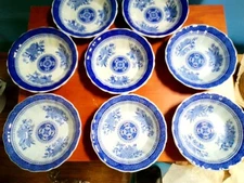 8 Spode Copeland Fitzhugh Blue Dessert/Fruit/Sauce Bowl 5 1/4" Made in England