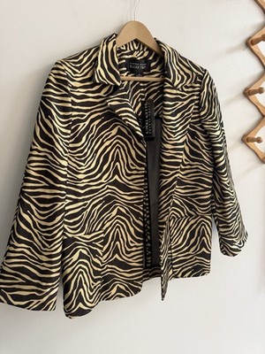 NEW Vintage Linda Allard For Ellen Tracy Zebra Print Blazer Jacket Sz 12 Pockets