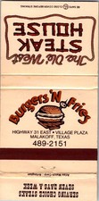 The Ole West Steak House Malakoff TX Vintage Matchbook Cover TMM12-9