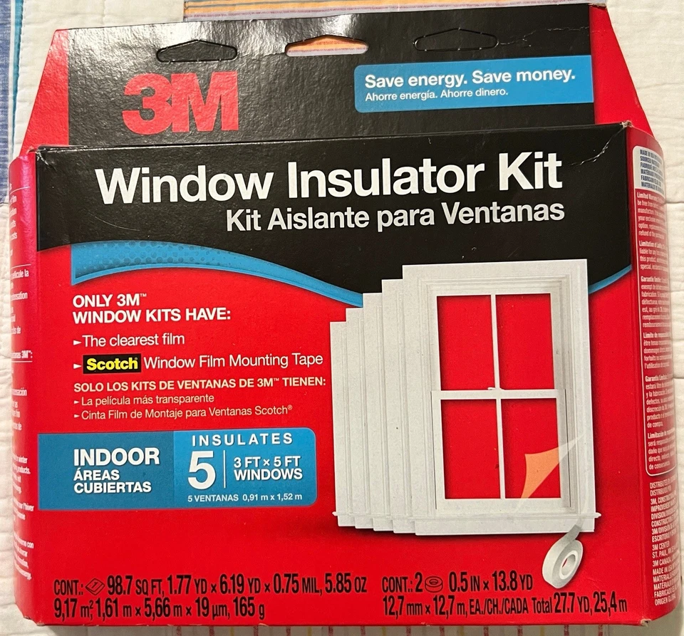 全新 5 件装 3M Scotch 品牌窗户绝缘子套件 适用于 3" X 5' Windows — 第 2/3 张图片