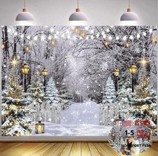 Snowflake Tree Forest Backdrop - Winter Wonderland Scene - 7x5FT