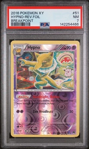 2016 POKEMON XY BREAKPOINT #51 HYPNO REVERSE HOLO FOIL PSA 7 TOMOKAZU KOMIYA