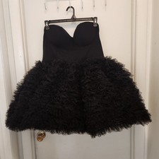 Fashion Nova Nicki Ruffle Mini Dress Black Size 1X Strapless Tulle Party Dress