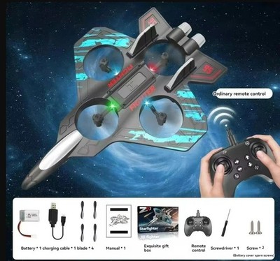 2.4G RC Fighter Foam Glider Stunt Helicopter LED Lights Hovering UAV Toy