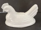 Vintage REPLACEMENT LID Small White Milk Glass Hen On Nest TOP LID ONLY 3" X 2"