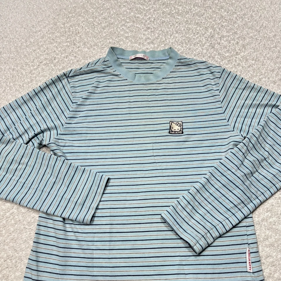 Hello Kitty Shirt Womens Small Striped Long Sleeve Crewneck Sanrio Kawaii Cute - Image 2 of 4