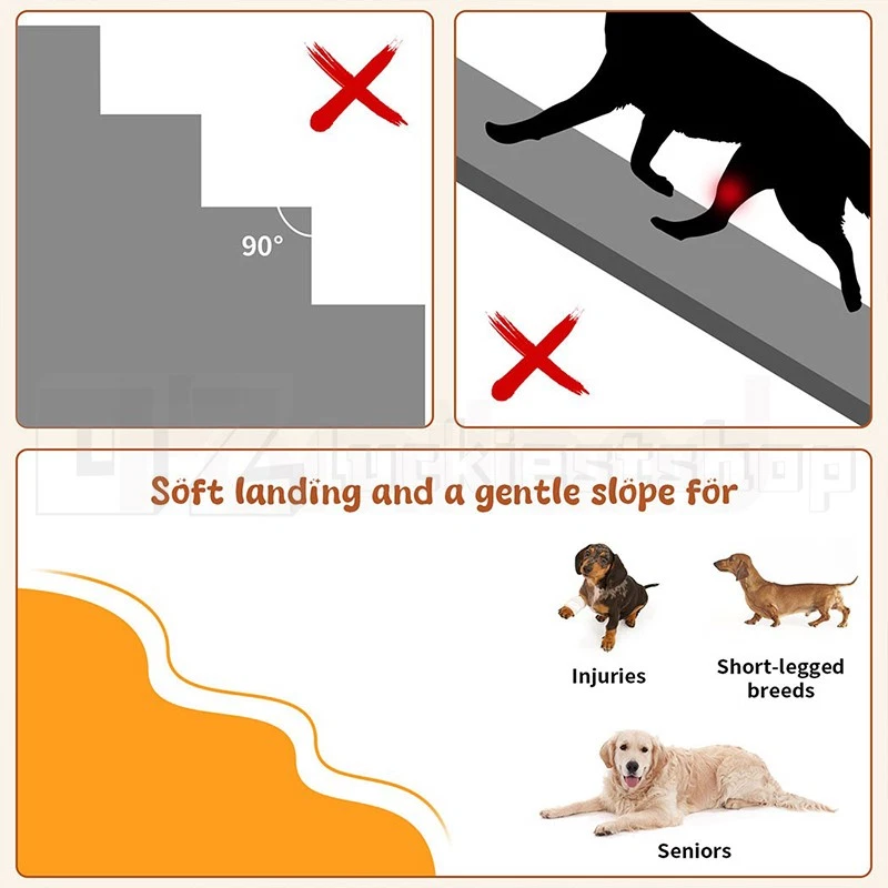 Pet Ramp Foam Dog Steps Stairs Portable Cat Washable Climb Ladder For Bed Sofa Z - image 4 of 4
