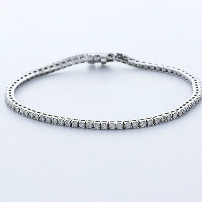 Solid 14K White Gold Tennis Bracelet Classic 2.25 CT Round Natural Diamond F VS2