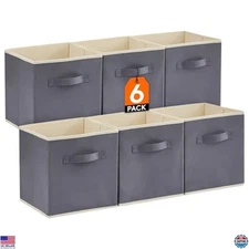 Lifewit Collapsible Fabric Storage Cubes Bins Set 11 Inch, Foldable Cubby