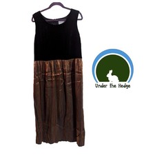 Vtg Jessica Howard Black Velvet Copper Taffeta Formal Dress Sz 16 K1 Goth Grunge