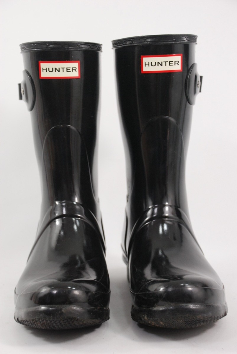 Hunter Black Short Buckle Rain Boots Glossy Women's US 9 | eBay