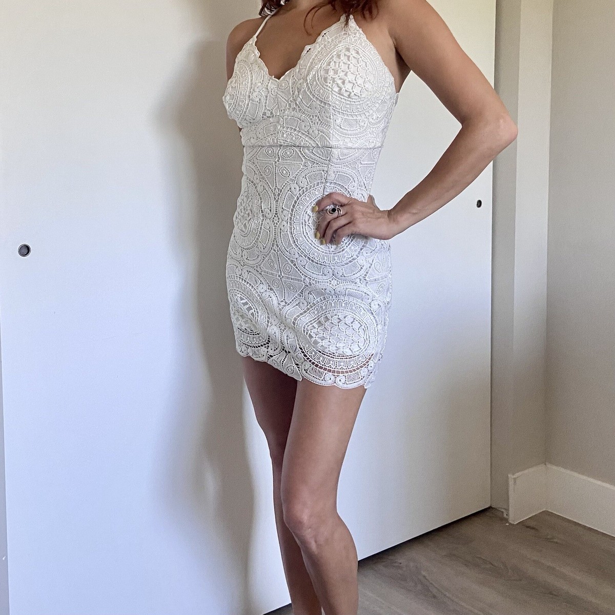 Fashion Sequins Crochet Butterfly Lace Bodycon Dress Fashion Sequins Crochet Butterfly Lace Bodycon Dress