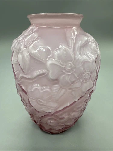 Fenton Dogwood Pink Cased  Vase