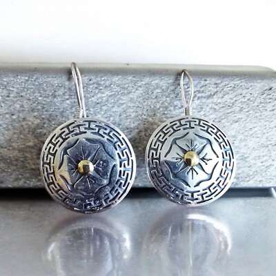 Ohrringe Sterlingsilber & Messing grün Schlüsselrand von B.E.G. Western (C130)