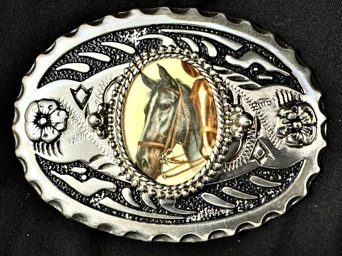 New Western Silver horse belt buckle Western Cowboy 3D Relief Gold & Silver Two-Tone Belt Buckle main image 2