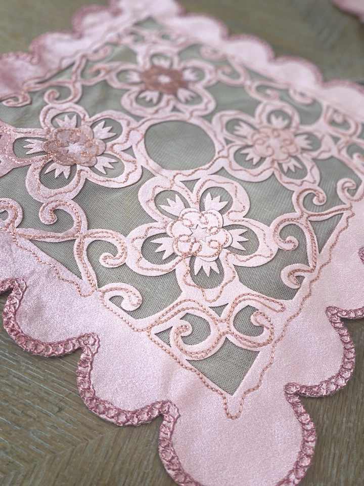 embroidery table cover Set 4 pic Fully velvet Bead Handmade Christmas Tablecloth - Image 4 of 4