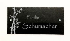 T&uuml;rschild Namensschild Hausnummer Stra&szlig;e Schiefer anthrazit mit Gravur Bambus