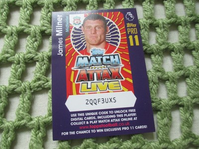 2016/17 Match Attax - J.Milner Live Code Karte (Topps Pro 11)