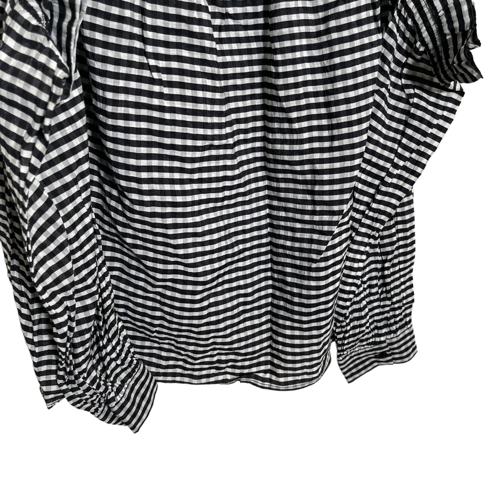 H&M Blouse Women's 6 Black White Cold Shoulder Long Sleeve Shirt Preppy Shirt - Image 3 of 4