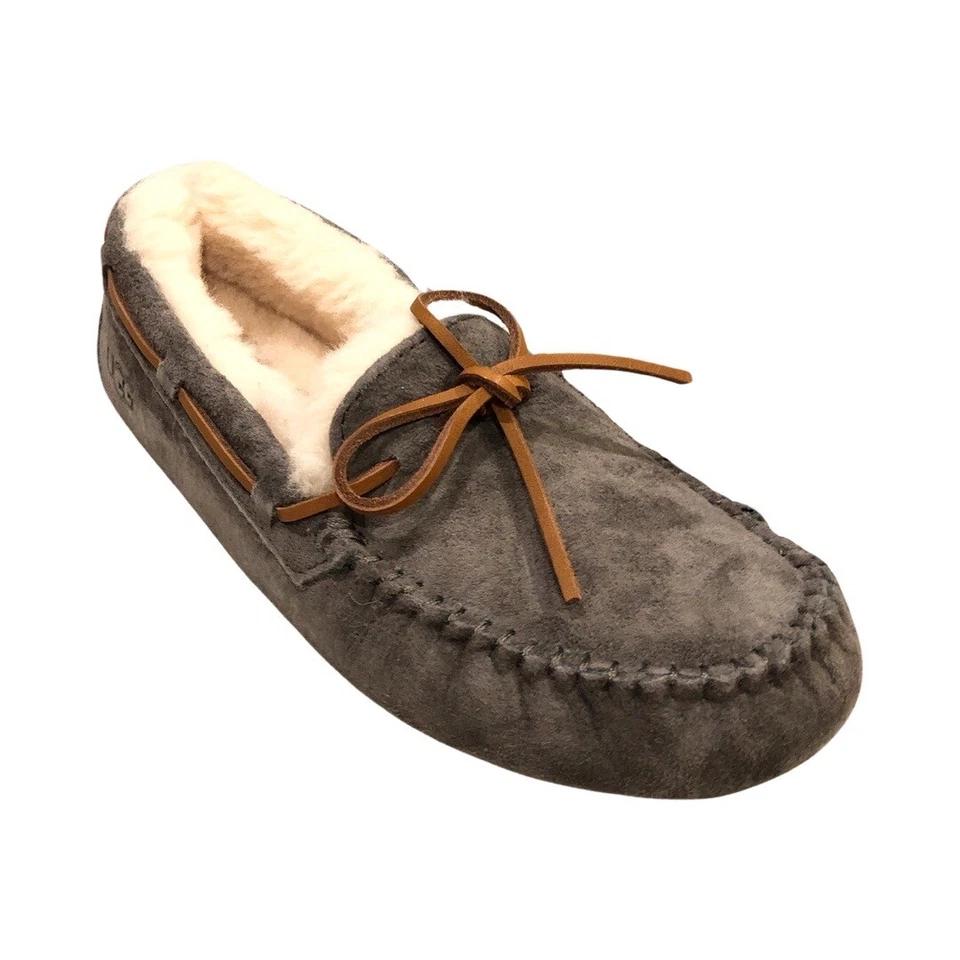 UGG Women's Dakota Pewter Grey Suede Slippers Moccasins 5612 Shoes - Image 2 of 4