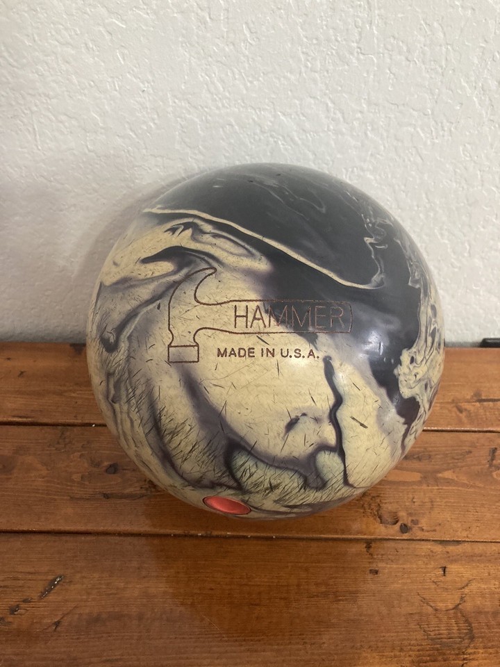 Hammer Jigsaw Bowling Ball Gold Black White Marble 15 Lbs Rare W/Orig