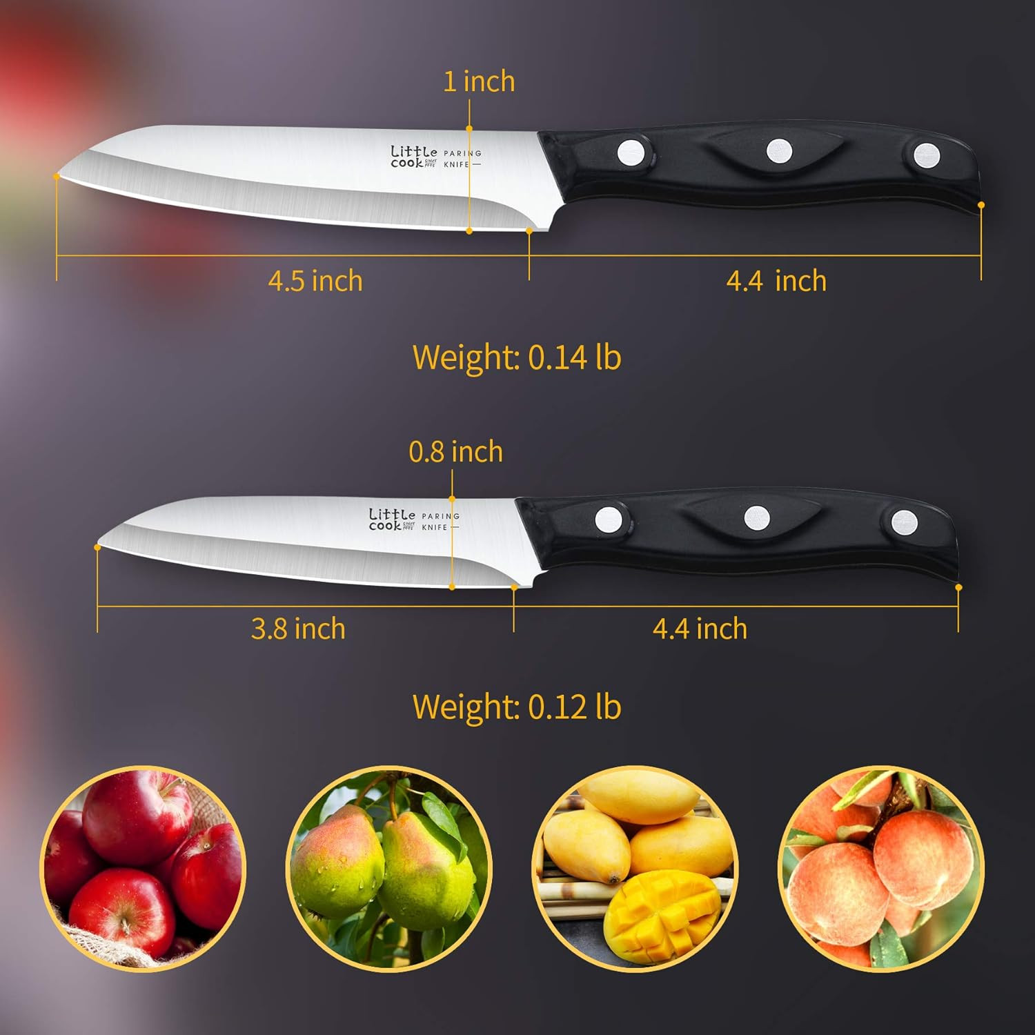 2PCS Paring Knife - Little Cook Paring Knife Set - Ultra Sharp Kitchen Knife - F
