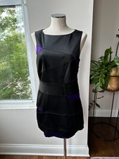 Alice & Olivia Purple and Black Cutout Bandage Silk Mini Dress Size Medium