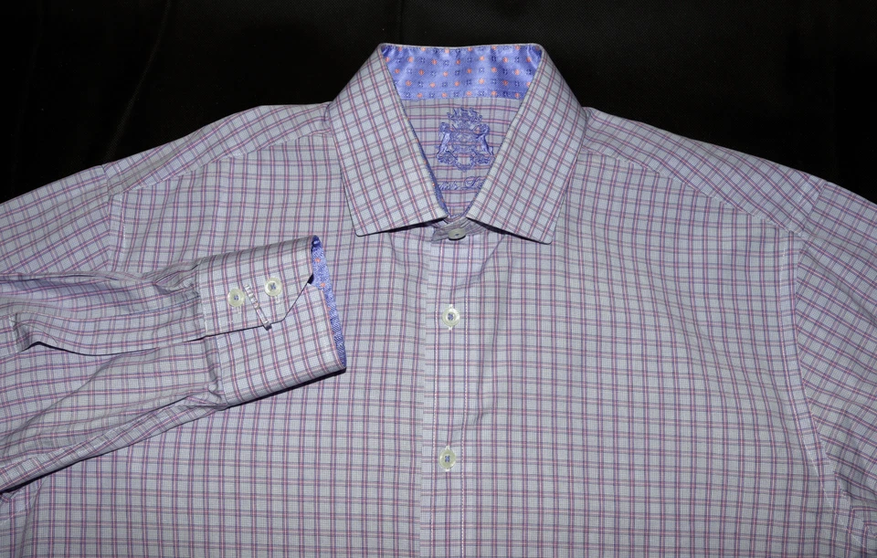 English Laundry Men's Long Sleeve Button Up Logo Flip Cuff Shirt Size 15 - 32/33 - image 2 of 4