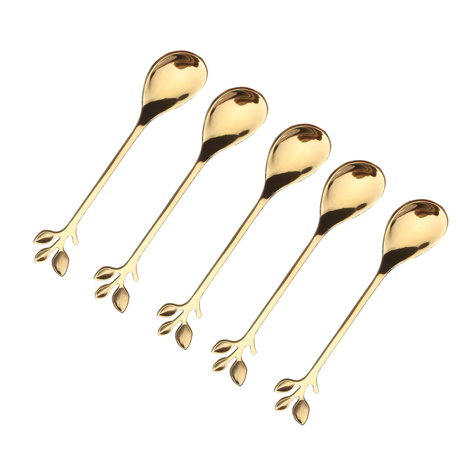 5pcs Stainless Steel Spoon Branches Leaf Spoon For Kitchen Tableware Ornament