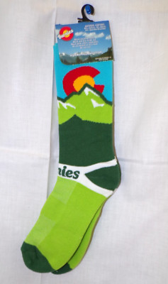 Burnies Brand Colorado Socks NWT Mens Size 6-13 Green Moutain Scene Cotton Blend