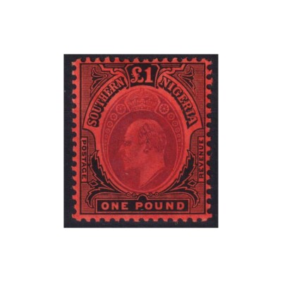 ENGLISCHE KOLONIEN SÜDNIGERIA 1909 EDWARD VII 1 POUND N.44 G.O MLH *