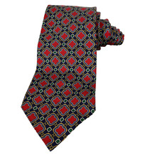 Polo Ralph Lauren Tie Navy Blue Red Geometric Silk Made in USA Necktie Casual