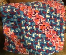 AFGHAN KNITTED 28X28" MULTI COLORED
